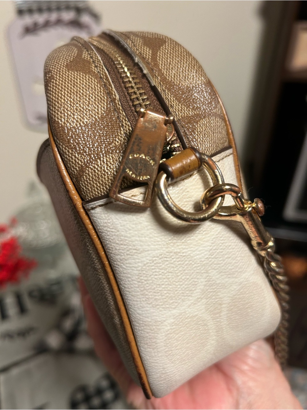 Coach Jamie Multi Signature Camera Crossbody with Tan Leather Trim CA172 - Picture 13 of 16